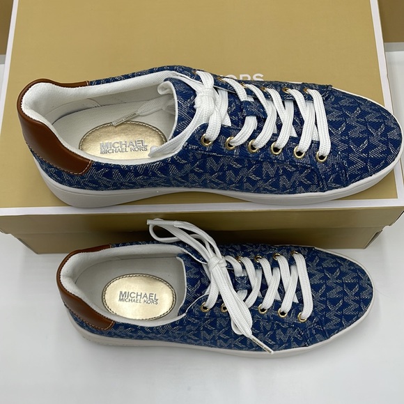Michael Kors Poppy Lace Up MK Signature Denim JQD SM 49F2POFS1Y sneakers - Picture 3 of 16